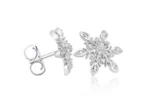 Diamond Accent Snowflake Stud Earrings,  by SuperJeweler
