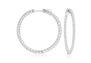 2 Carat Crystal Hoop Earrings in Sterling Silver, 1.5 Inches by SuperJeweler
