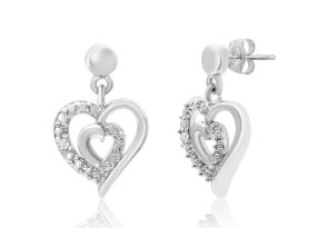 Diamond Accent Heart Dangle Earrings,  by SuperJeweler