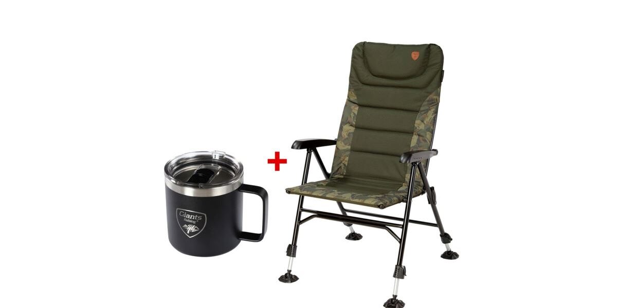 Giants fishing kreslo chair long back + nerezový thermo hrnček 400 ml