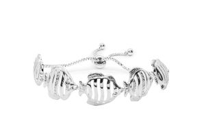 Diamond Accent Fish Adjustable Bolo Bracelet in Platinum Overlay, 7-10 Inches,  by SuperJeweler