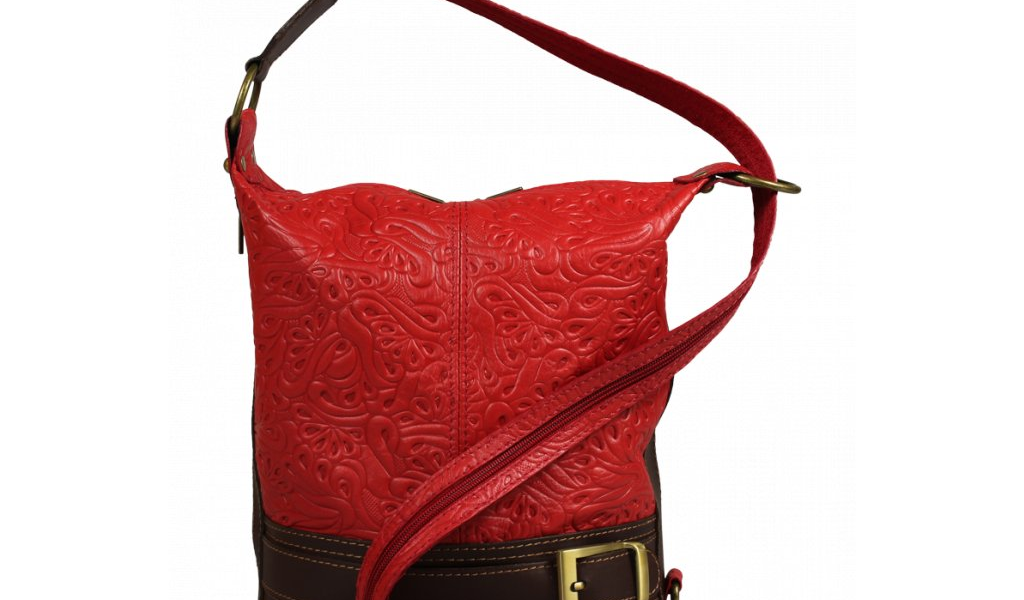 Červená kožená kabelka Adele Stampa Rossa