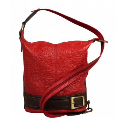 Červená kožená kabelka Adele Stampa Rossa