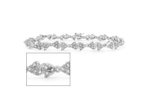 1 Carat Diamond Cluster Tennis Bracelet in Platinum Overlay, 7 Inches,  by SuperJeweler
