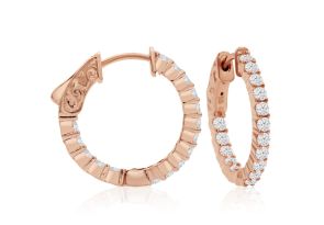 1 Carat Crystal Hoop Earrings in 14K Rose Gold (4 g) Over Sterling Silver, 3/4 Inch by SuperJeweler