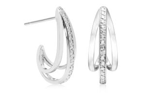 Diamond Accent J Hoop Earrings, 3/4 Inch,  by SuperJeweler