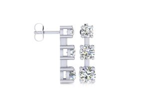 1 Carat Three Diamond Drop Earrings in 14K White Gold,  by SuperJeweler