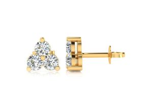 1/4 Carat Three Diamond Triangle Stud Earrings in 14K Yellow Gold,  by SuperJeweler