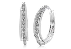 1/2 Carat Diamond Hoop Earrings, 1.5 Inches (, ) by SuperJeweler