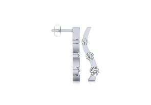 1 Carat Three Diamond Curve Earrings in 14K White Gold,  by SuperJeweler