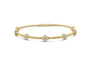 1/2 Carat Diamond Flower Flexible Bangle Bracelet in 14K Yellow Gold (5.8 g), 7 Inches ( Color, I1-I2 Clarity) by SuperJeweler