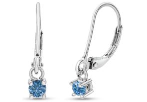 1/5 Carat Blue Diamond Leverback Earrings in Sterling Silver, 1/2 Inch by SuperJeweler