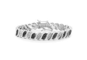 1/4 Carat Classic Black & White Diamond Tennis Bracelet in Platinum Overlay, , 7 Inch by SuperJeweler