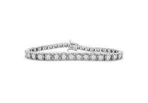2.5 Carat Miracle Set Diamond Tennis Bracelet in 14K White Gold (12 g), 7 Inches (, I2) by SuperJeweler