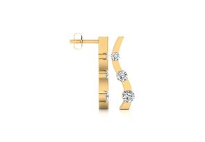 1 Carat Three Diamond Curve Earrings in 14K Yellow Gold,  by SuperJeweler