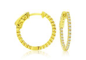 1/2 Carat Crystal Hoop Earrings in 14K Yellow Gold (3 g) Over Sterling Silver, 3/4 Inch by SuperJeweler