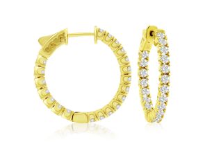 1.5 Carat Crystal Hoop Earrings in 14K Yellow Gold (6 g) Over Sterling Silver, 1 Inch by SuperJeweler