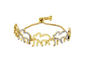 Diamond Accent Elephant Adjustable Bolo Bracelet in Yellow Gold Overlay, 7-10 Inches,  by SuperJeweler