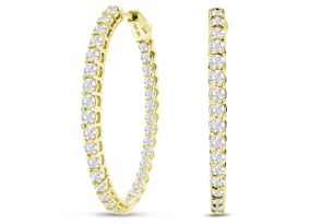 3 Carat Oval Shape Diamond Inside Out Hoop Earrings in 14K Yellow Gold (6 g) (, SI2-I1) by SuperJeweler