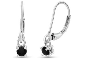 1/5 Carat Black Diamond Leverback Earrings in Sterling Silver, 1/2 Inch by SuperJeweler