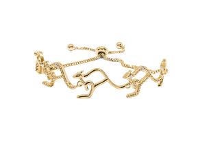 Diamond Accent Kangaroo Adjustable Bolo Bracelet in Yellow Gold Overlay, 7-10 Inches,  by SuperJeweler