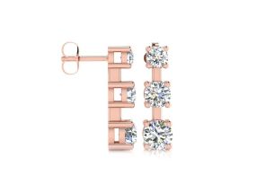 1 Carat Three Diamond Drop Earrings in 14K Rose Gold,  by SuperJeweler
