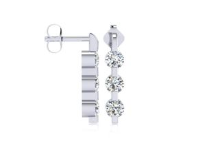 1 Carat Three Diamond Linear Earrings in 14K White Gold,  by SuperJeweler