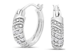 1/4 Carat 4-Row Diamond Hoop Earrings, 1/2 Inch,  by SuperJeweler
