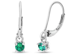 1/5 Carat Created Emerald Leverback Earrings in Sterling Silver, 1/2 Inch by SuperJeweler