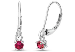 1/5 Carat Created Ruby Leverback Earrings in Sterling Silver, 1/2 Inch by SuperJeweler