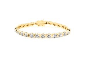 1/2 Carat Diamond Flower Bracelet, 7 Inches. Natural Rose Cut Diamonds. Yellow Gold (12 g) Overlay,  by SuperJeweler