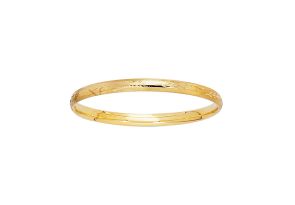 14K Yellow Gold (3.10 g) Kids Floral Bangle Bracelet, 5 1/2 Inches by SuperJeweler