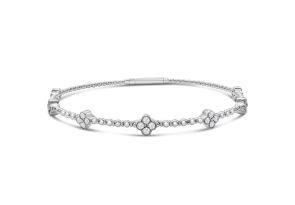 1/2 Carat Lab Grown Diamond Flower Flexible Bangle Bracelet in 14K White Gold (5.8 g), 7 Inches (G-H Color Color, VS2 Clarity) by SuperJeweler