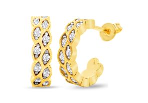 1/2 Carat Diamond Hoop Earrings in Yellow Gold Overlay, 1/2 Inch (, ) by SuperJeweler