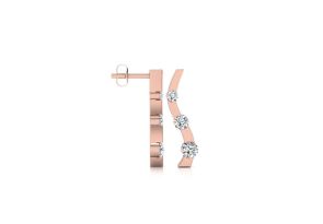 1/2 Carat Three Diamond Curve Earrings in 14K Rose Gold,  by SuperJeweler
