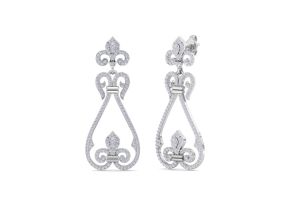 1 1/5 Carat Diamond Chandelier Earrings in 14K White Gold (7 g), 1.5 Inches (, I2) by SuperJeweler