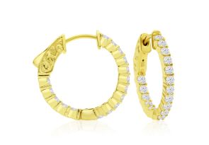 1 Carat Crystal Hoop Earrings in 14K Yellow Gold (4 g) Over Sterling Silver, 3/4 Inch by SuperJeweler