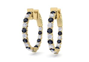 2 Carat Sapphire & Diamond Hoop Earrings in 14K Yellow Gold (5.60 g), 3/4 Inch,  by SuperJeweler