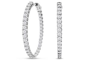 3 Carat Oval Shape Diamond Inside Out Hoop Earrings in 14K White Gold (6 g) (, I1-I2) by SuperJeweler