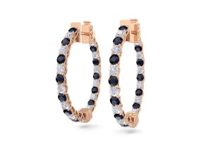 3 Carat Sapphire & Diamond Hoop Earrings in 14K Rose Gold (7 g), 3/4 Inch,  by SuperJeweler