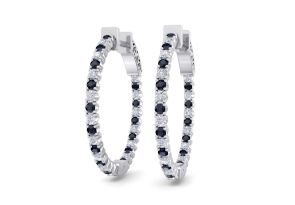 1 Carat Sapphire & Diamond Hoop Earrings in 14K White Gold (4 g), 3/4 Inch,  by SuperJeweler