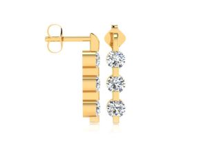1 Carat Three Diamond Linear Earrings in 14K Yellow Gold,  by SuperJeweler
