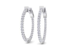 1 Carat Diamond Hoop Earrings in 14K White Gold (4 g), 3/4 Inch,  by SuperJeweler