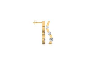 1/4 Carat Three Diamond Curve Earrings in 14K Yellow Gold,  by SuperJeweler