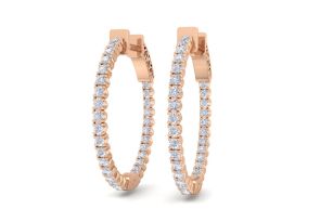 1 Carat Diamond Hoop Earrings in 14K Rose Gold (4 g), 3/4 Inch,  by SuperJeweler
