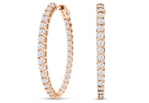 3 Carat Oval Shape Diamond Inside Out Hoop Earrings in 14K Rose Gold (6 g) (, I1-I2) by SuperJeweler