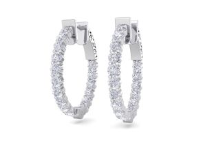 2 Carat Diamond Hoop Earrings in 14K White Gold (5.60 g), 3/4 Inch,  by SuperJeweler