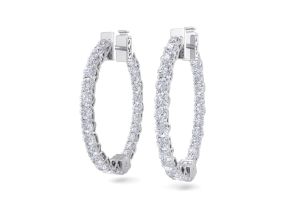 3 Carat Diamond Hoop Earrings in 14K White Gold (7 g), 3/4 Inch,  by SuperJeweler