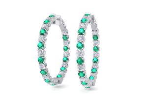 5 Carat Emerald Cut & Diamond Hoop Earrings in 14K White Gold (14 g), 1.5 Inches,  by SuperJeweler