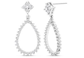 1/2 Carat Diamond Drop Earrings in 14K White Gold (3 g), 1 Inch (, I2) by SuperJeweler